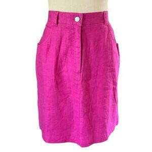 Lauren Ralph Lauren Womens Short Skirt Bright Pink Linen A-Line 5 Pockets 14 EUC